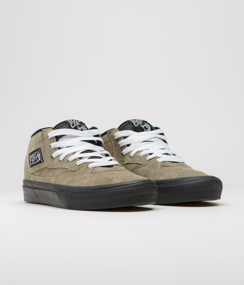 Vans Half Cab Shoes in Pig Suede Olive and Black