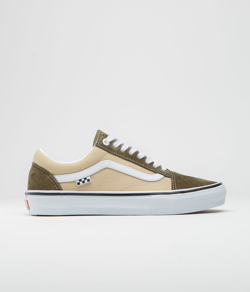 Vans Old Skool Shoes in Dark Olive and White
