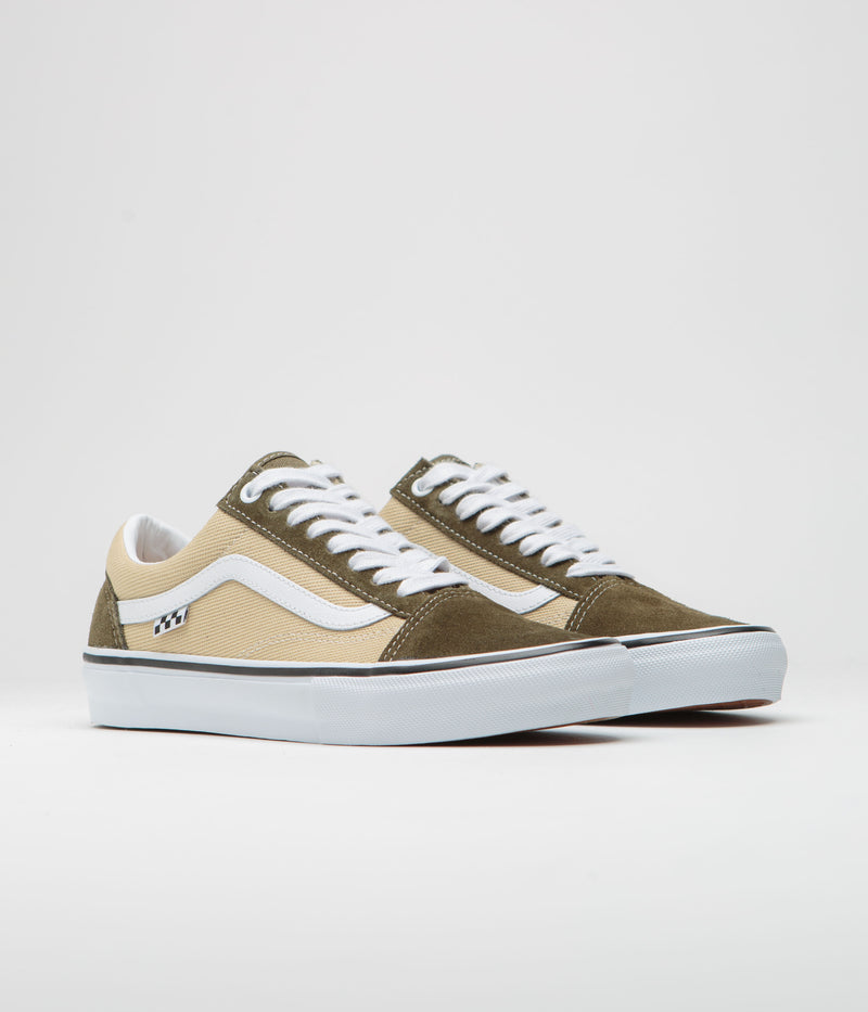 Vans Old Skool Shoes in Dark Olive and White