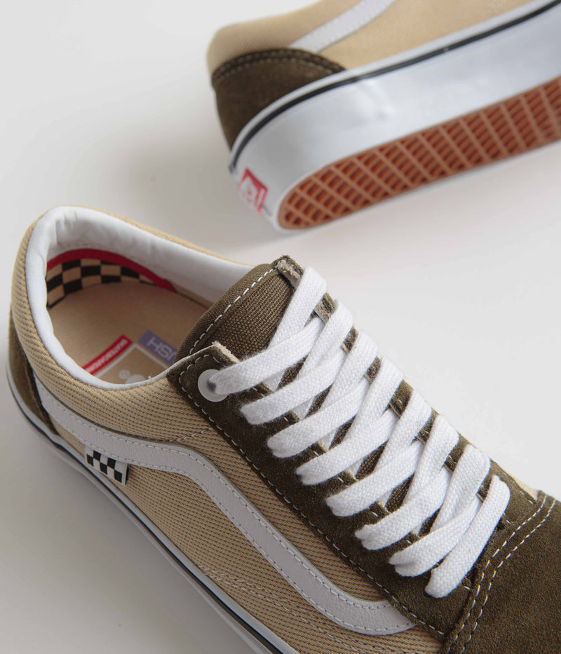 Vans Old Skool Shoes in Dark Olive and White