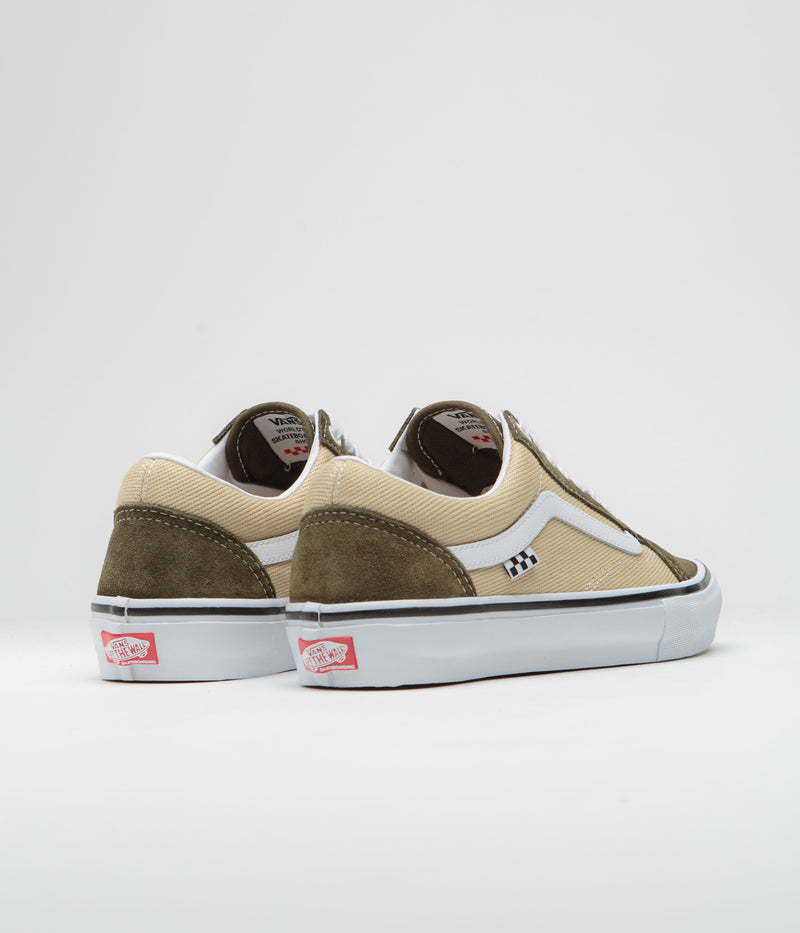Vans Old Skool Shoes in Dark Olive and White
