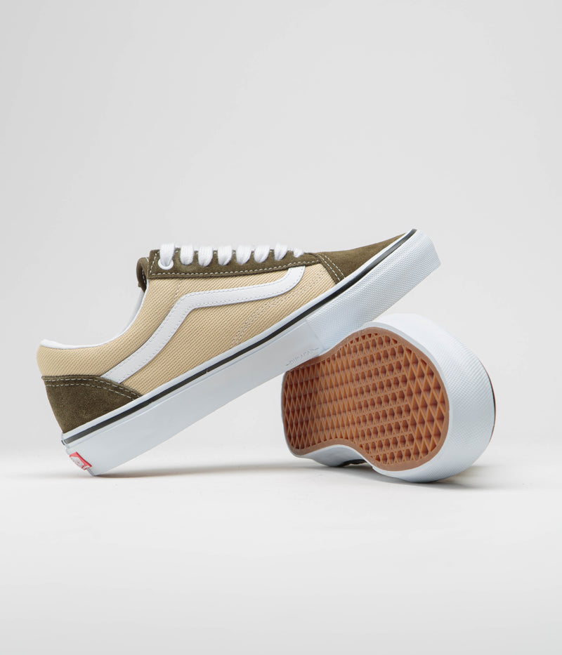 Vans Old Skool Shoes in Dark Olive and White