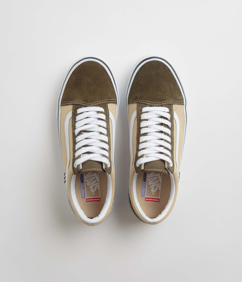 Vans Old Skool Shoes in Dark Olive and White