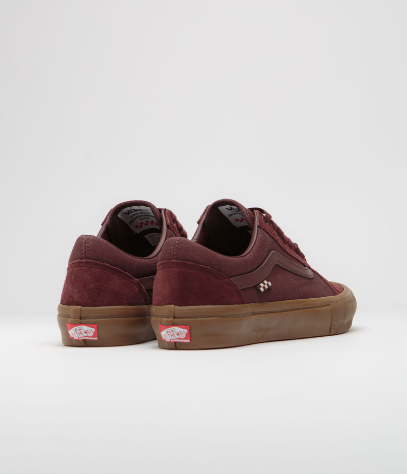 Vans Old Skool Shoes in Dark Red and Gum