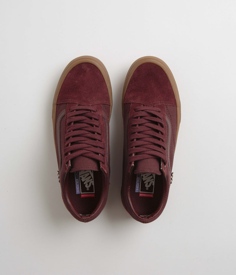 Vans Old Skool Shoes in Dark Red and Gum