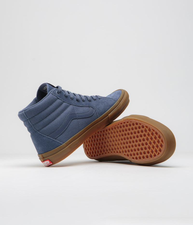 Vans Sk8-Hi Shoes in Vintage Blue and Gum