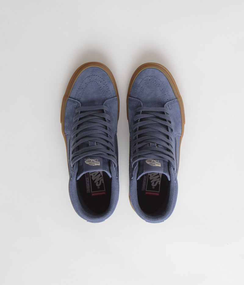 Vans Sk8-Hi Shoes in Vintage Blue and Gum