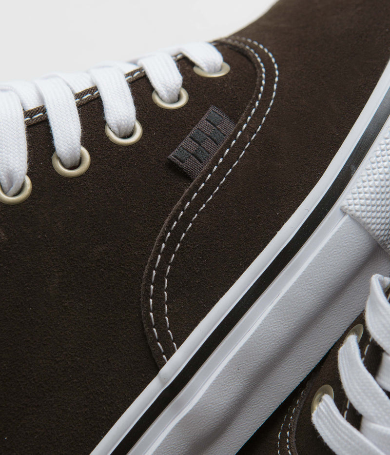 Vans Skate Authentic Mid VCU Shoes in Dark Brown and White