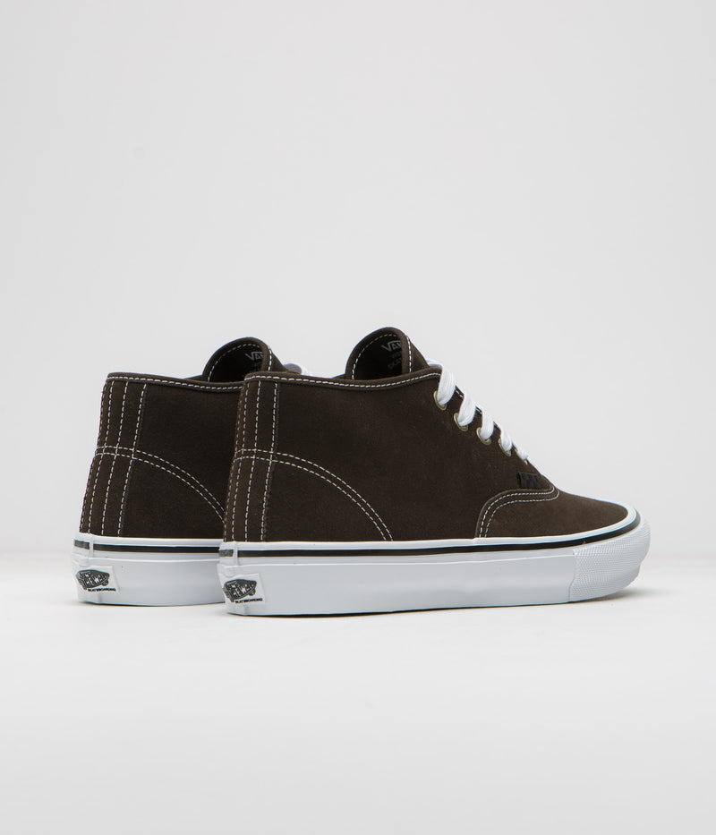 Vans Skate Authentic Mid VCU Shoes in Dark Brown and White