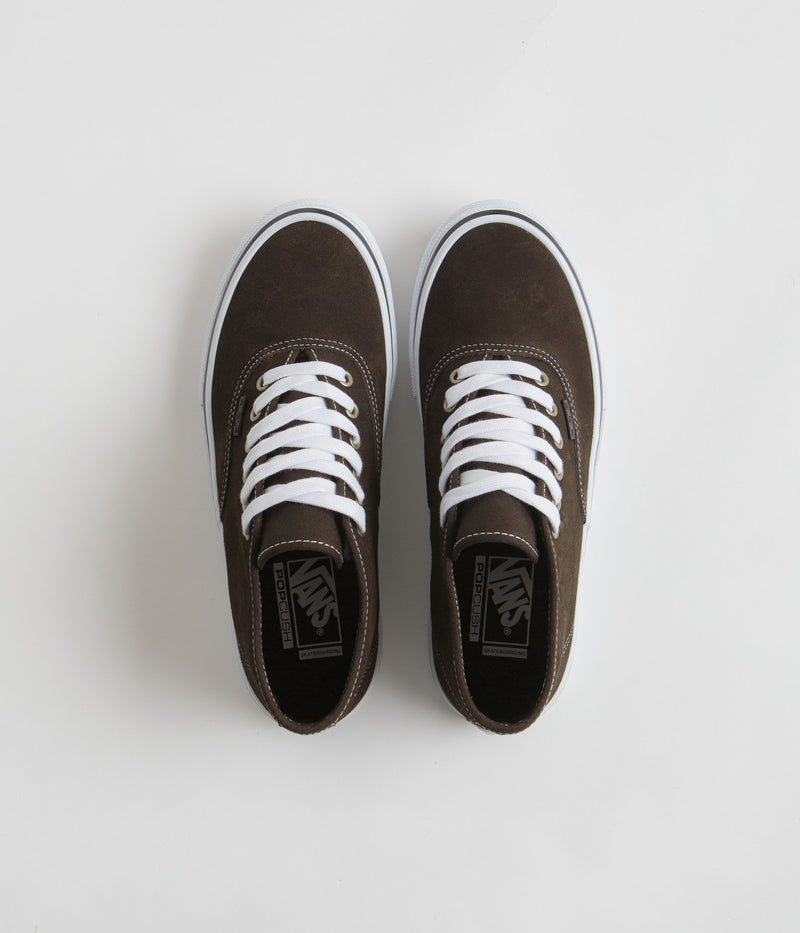 Vans Skate Authentic Mid VCU Shoes in Dark Brown and White