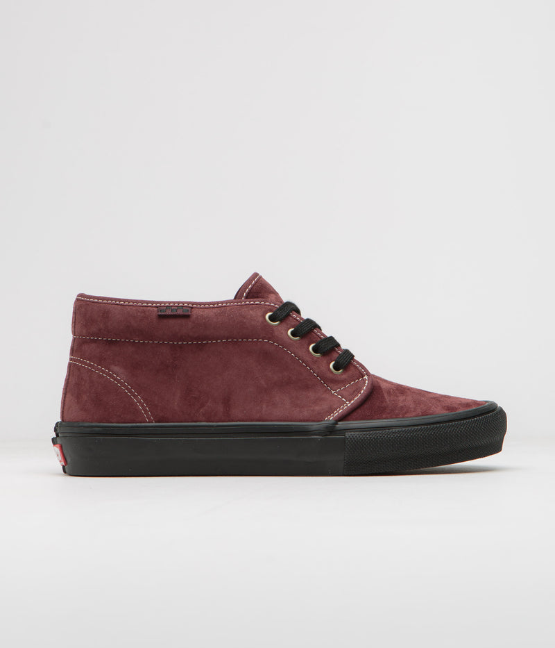 Vans Skate Chukka Shoes in Dark Red and Black