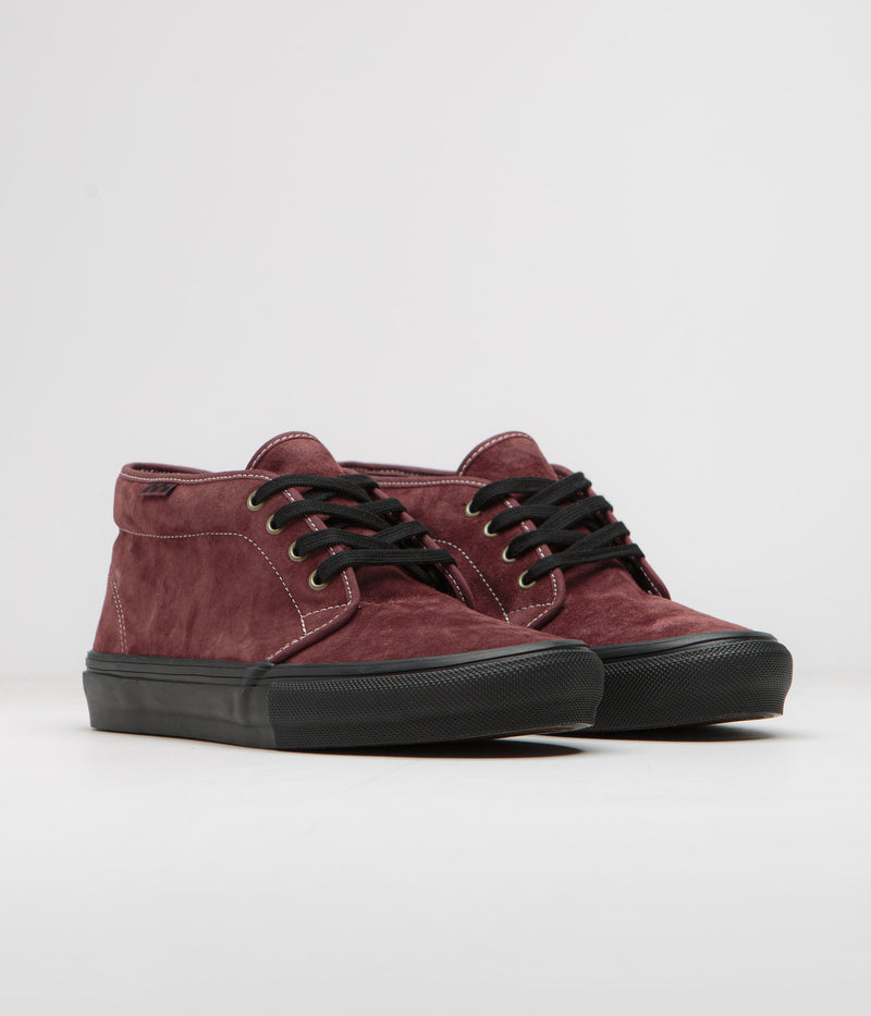 Vans Skate Chukka Shoes in Dark Red and Black
