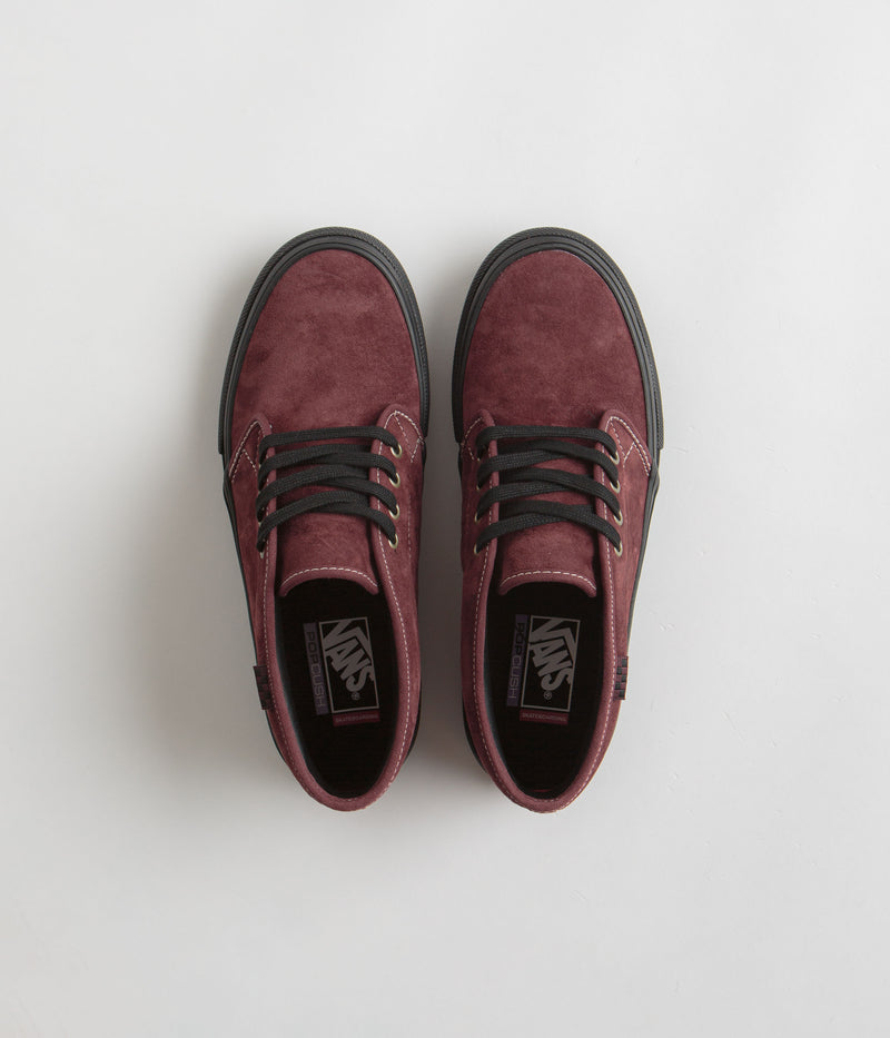 Vans Skate Chukka Shoes in Dark Red and Black