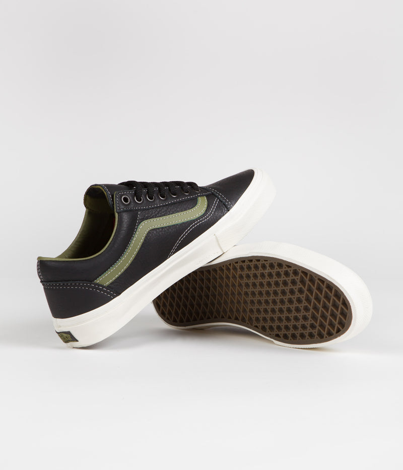 Vans Skate Old Skool Shoes in Butter Leather Black and Green