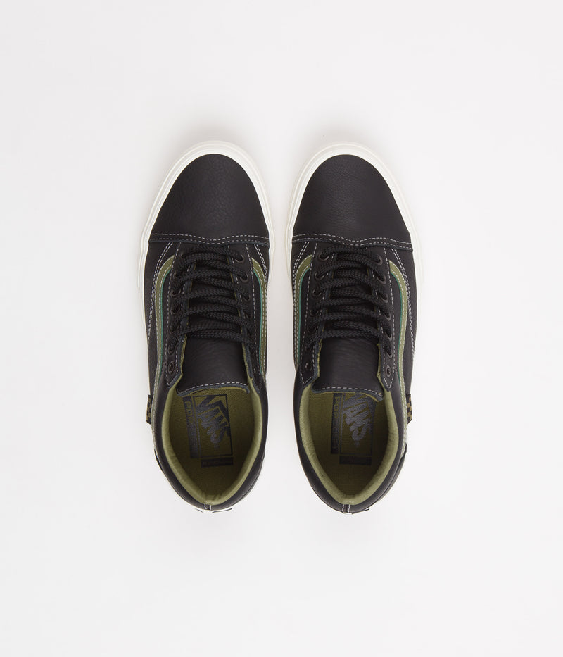 Vans Skate Old Skool Shoes in Butter Leather Black and Green