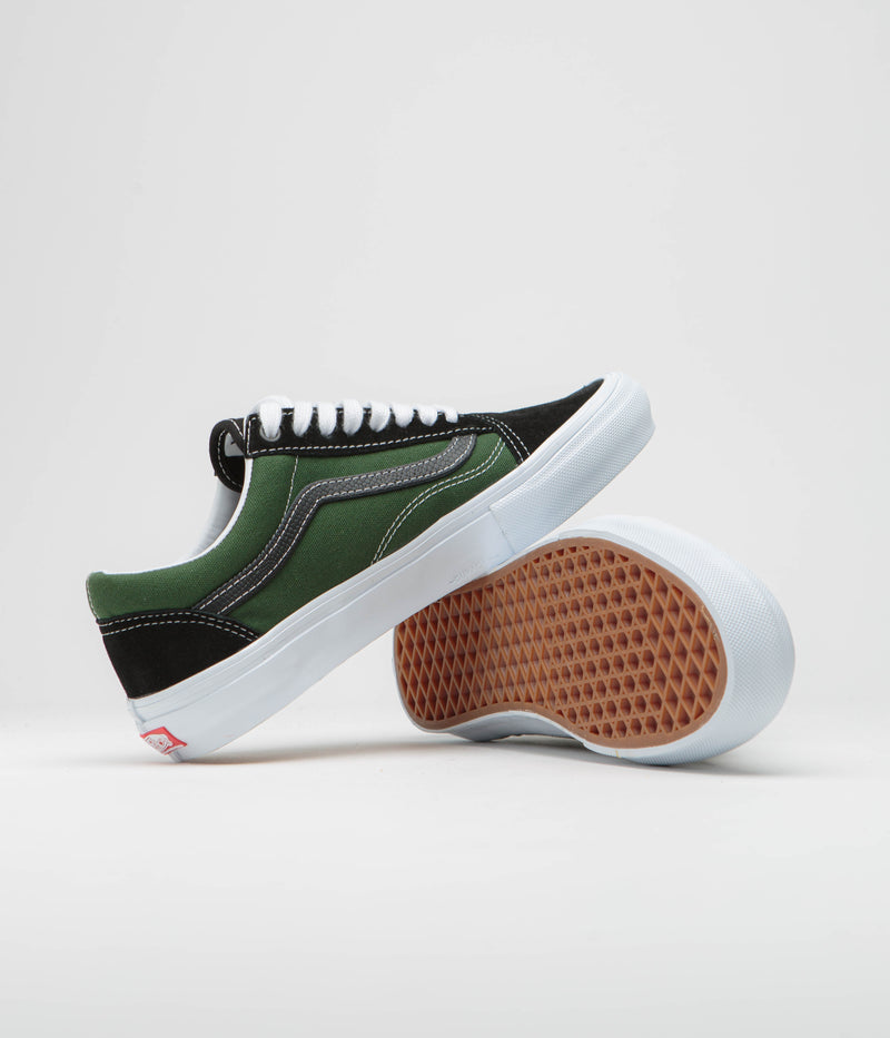 Vans Skate Old Skool Shoes in Safari Black and Greenery