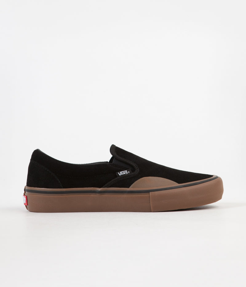 Vans Slip On Pro Shoes in (Rubber) Black and Gum