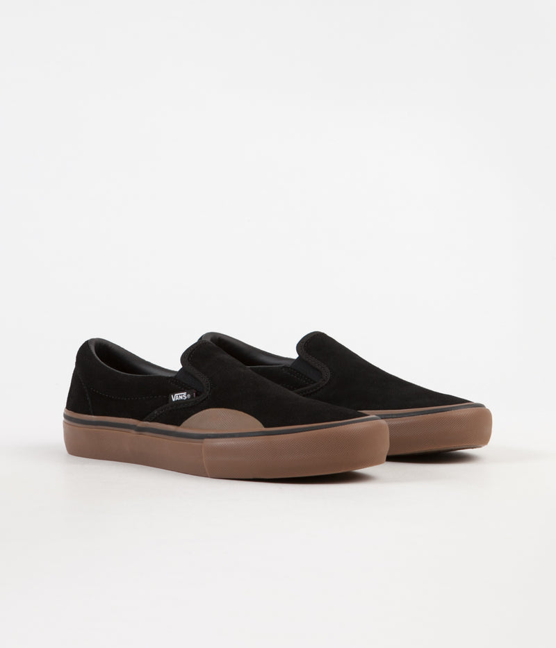 Vans Slip On Pro Shoes in (Rubber) Black and Gum