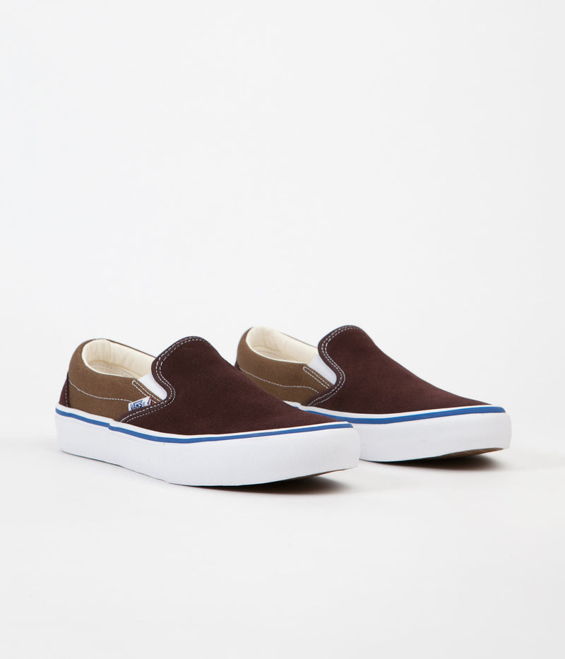 Vans Slip On Pro Two Tone Shoes in Coffee Bean and Teak