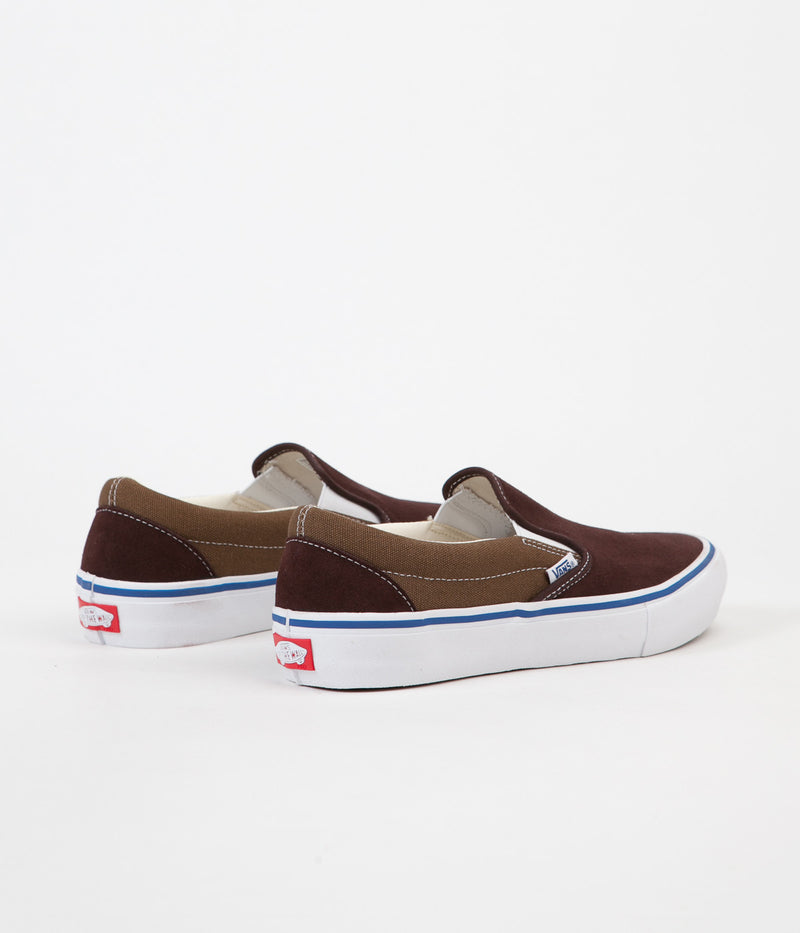 Vans Slip On Pro Two Tone Shoes in Coffee Bean and Teak