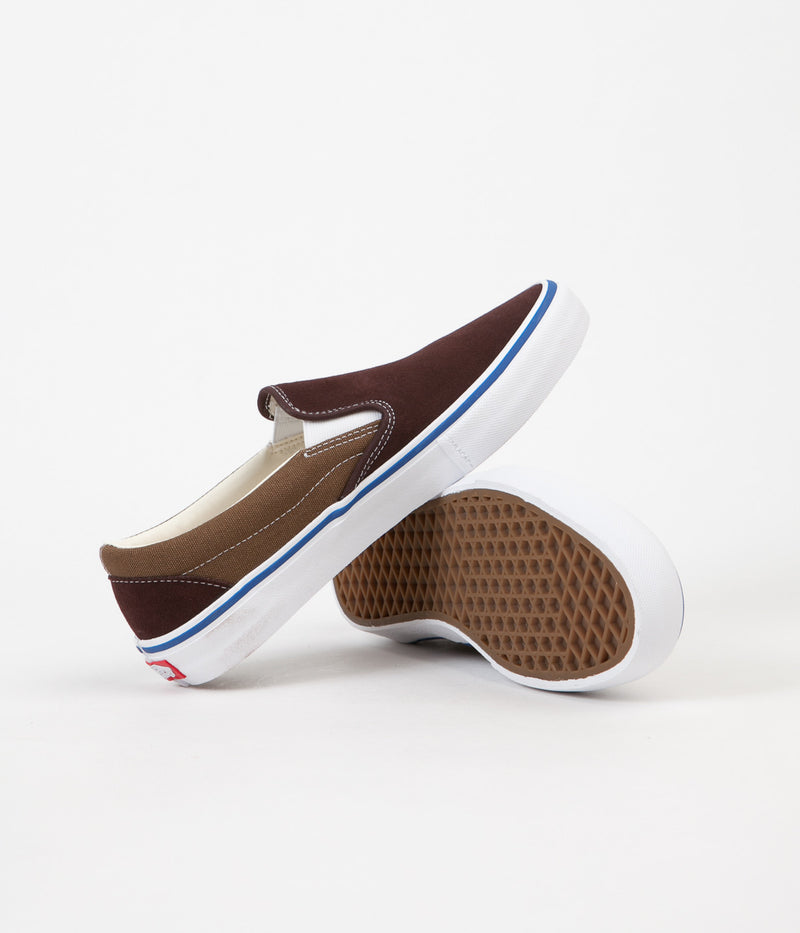 Vans Slip On Pro Two Tone Shoes in Coffee Bean and Teak