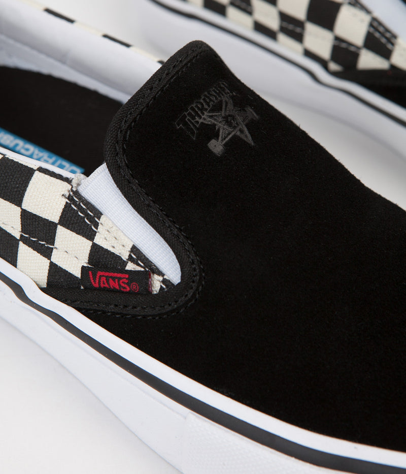 Vans x Thrasher Slip On Pro Shoes in Black and Checkerboard