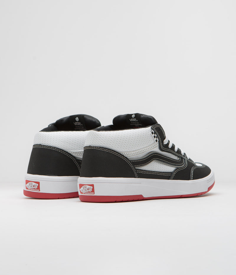 Vans Zahba Mid Shoes in Black and White / Red