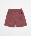 Adidas Wind Shorts in Quiet Crimson and Focus Olive