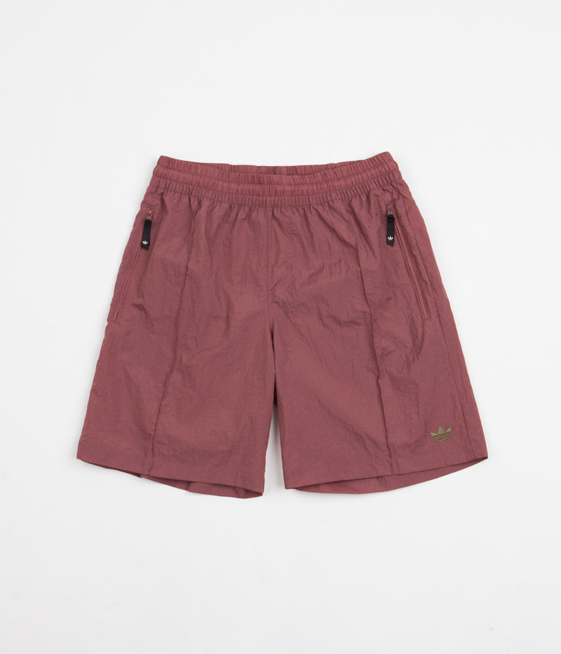 Adidas Wind Shorts in Quiet Crimson and Focus Olive
