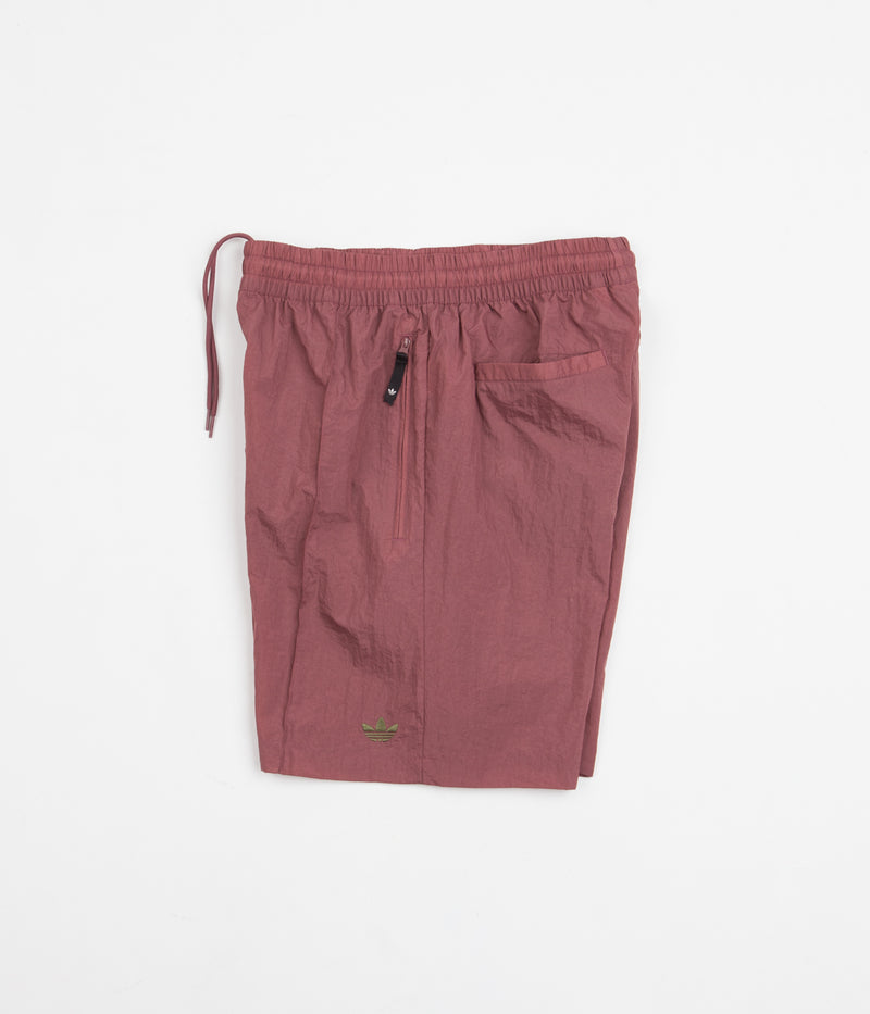 Adidas Wind Shorts in Quiet Crimson and Focus Olive