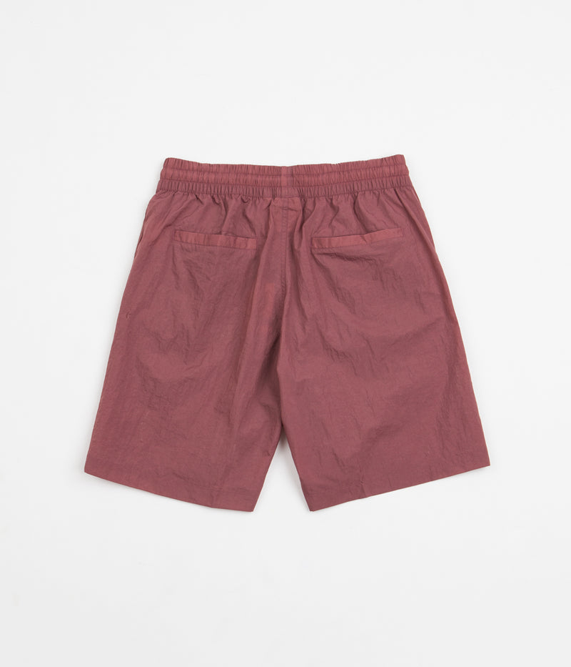Adidas Wind Shorts in Quiet Crimson and Focus Olive