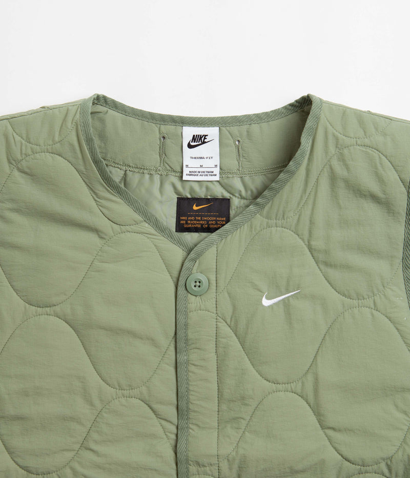 Nike Woven Insulated Military Vest in Oil Green and White