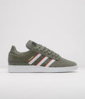Adidas x Dan Mancina Busenitz Shoes in Olive Strata and Red / FTWR White