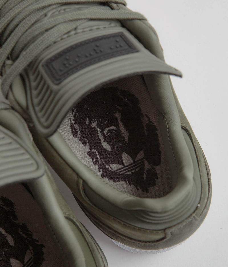 Adidas x Dan Mancina Busenitz Shoes in Olive Strata and Red / FTWR White