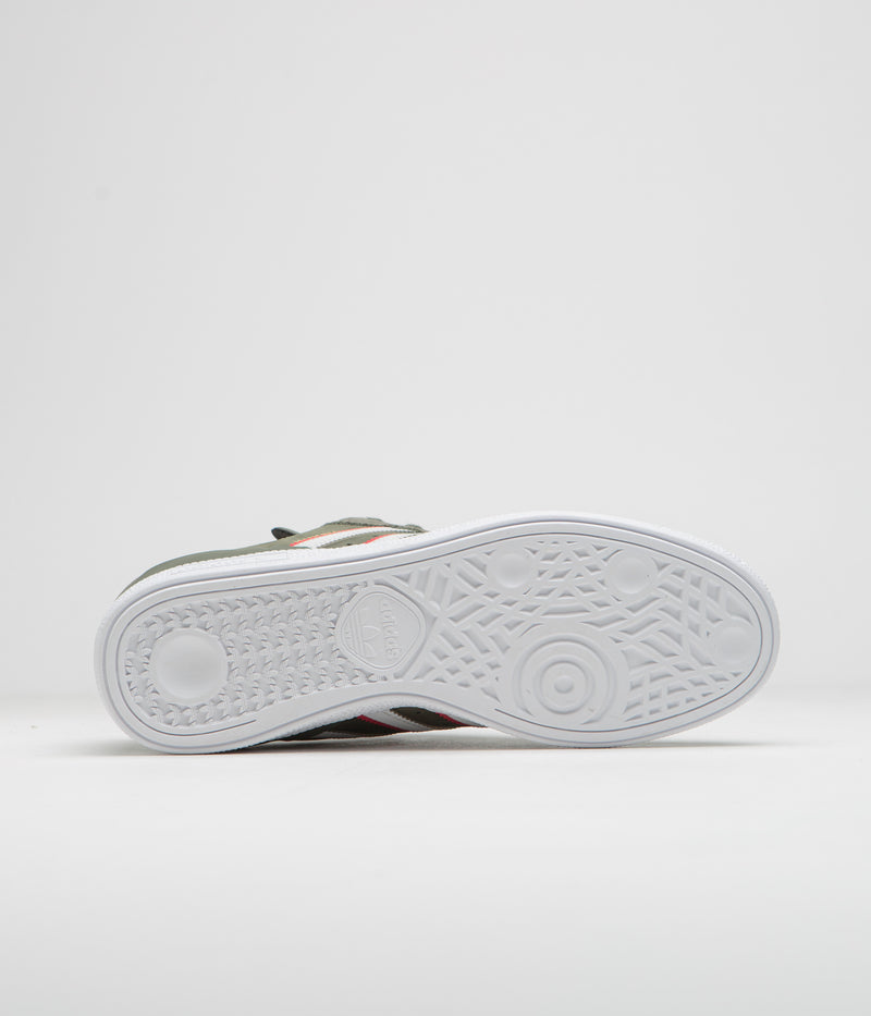 Adidas x Dan Mancina Busenitz Shoes in Olive Strata and Red / FTWR White