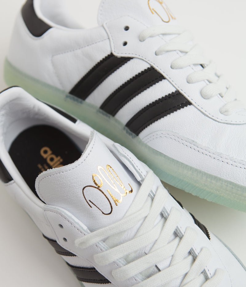 Adidas x Dill Samba Shoes in FTWR White and Core Black / Gold Metallic