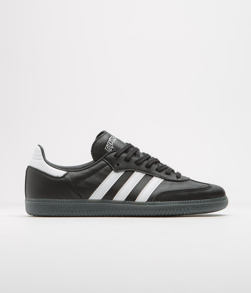 Adidas x Fucking Awesome Samba Shoes in Core Black and FTWR White / Gold Metallic