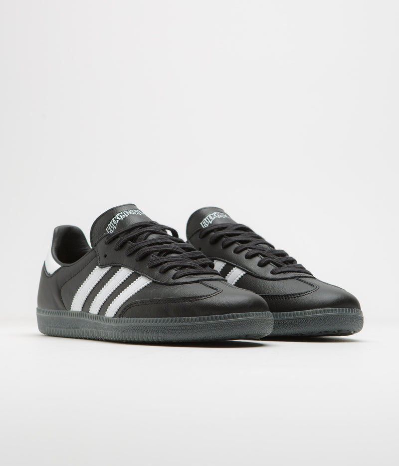 Adidas x Fucking Awesome Samba Shoes in Core Black and FTWR White / Gold Metallic