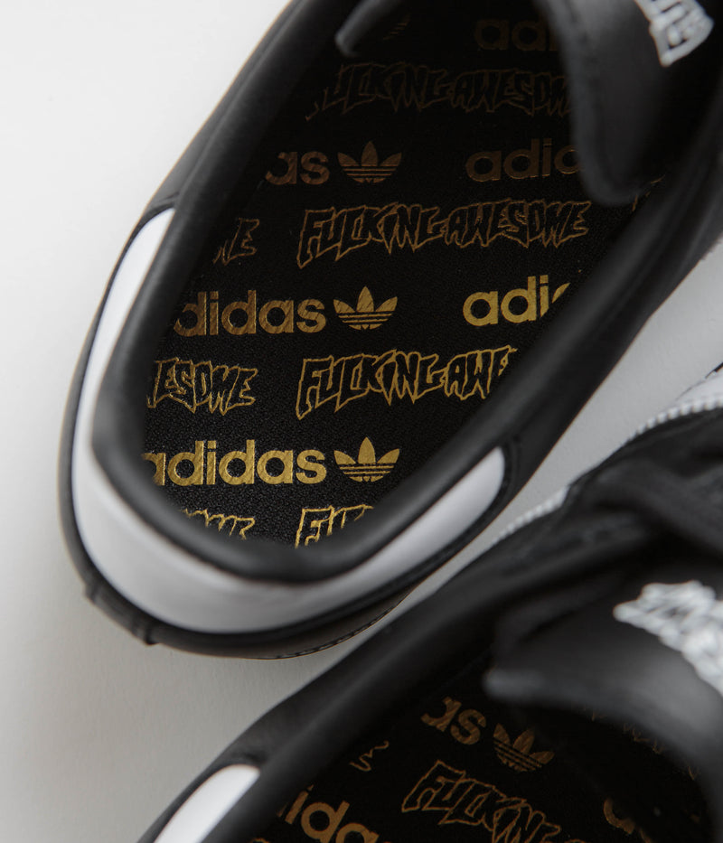 Adidas x Fucking Awesome Samba Shoes in Core Black and FTWR White / Gold Metallic