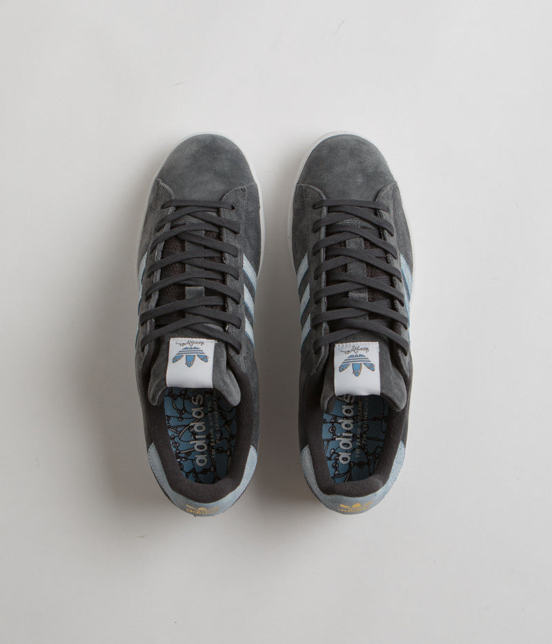 Adidas x Henry Jones Campus ADV Shoes in Carbon and Cloud White / Light Blue