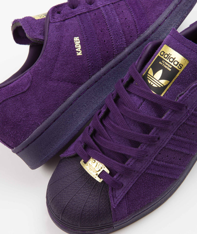 Adidas x Kader Superstar ADV Shoes in Dark Purple and Dark Purple / Gold Metallic