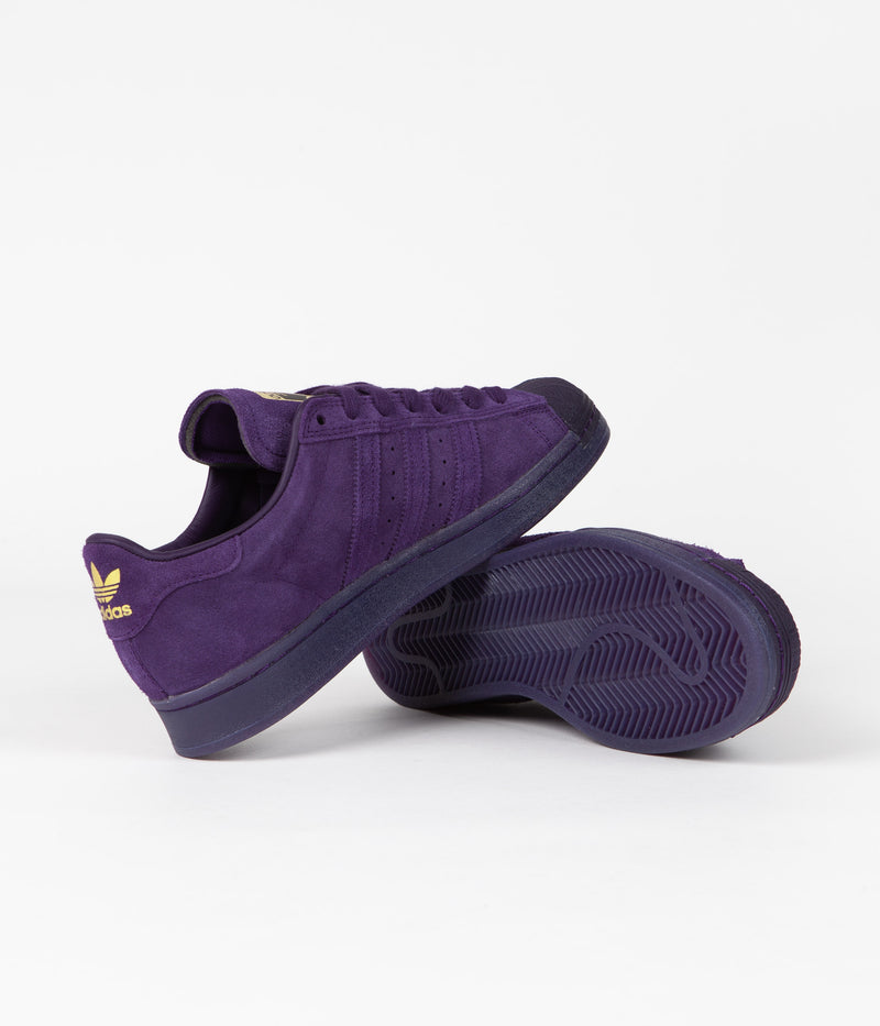 Adidas x Kader Superstar ADV Shoes in Dark Purple and Dark Purple / Gold Metallic
