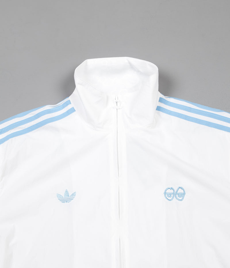 Adidas x Krooked Tracksuit Jacket in White and Clear Blue