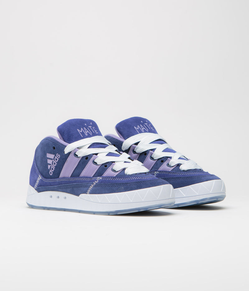 Adidas x Maite Adimatic Mid Shoes in Victory Blue and Magic Lilac / Dark Blue