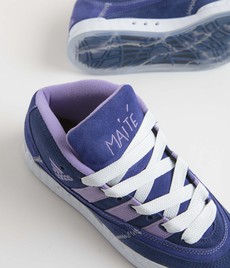 Adidas x Maite Adimatic Mid Shoes in Victory Blue and Magic Lilac / Dark Blue