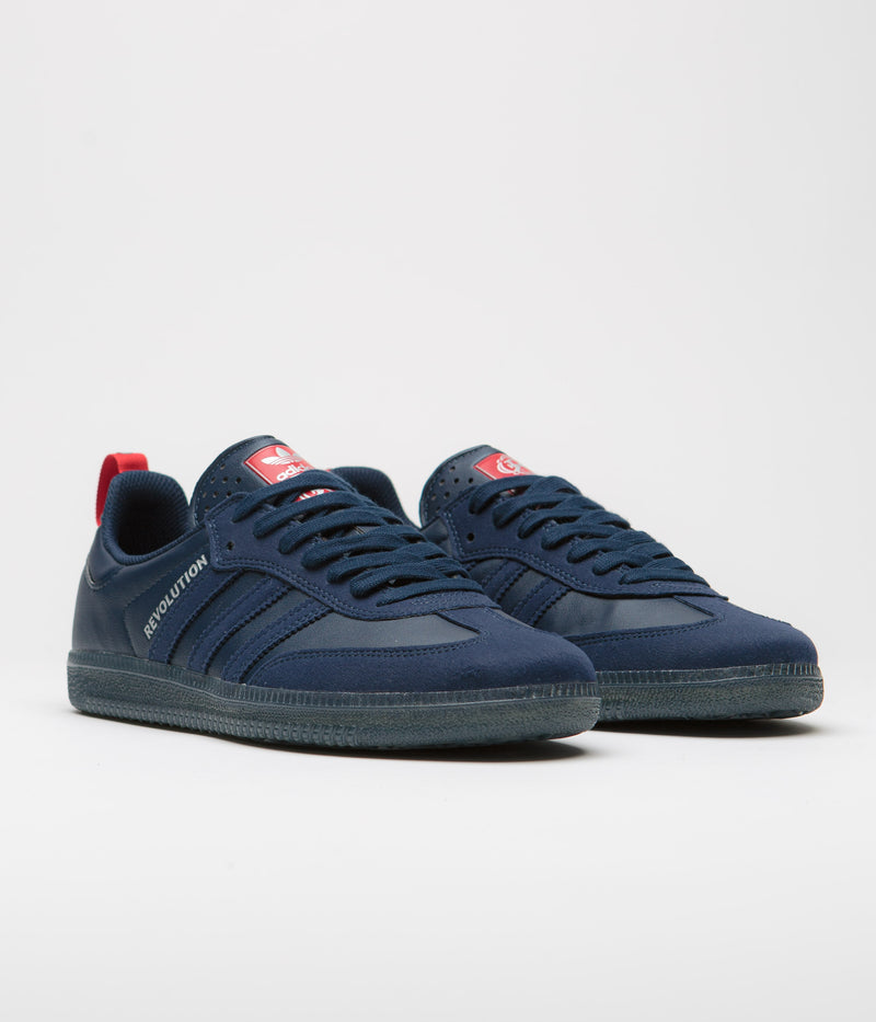 Adidas x Orchard x New England Revolution Samba ADV Shoes in Night Indigo and Night Indigo / Silver Metallic