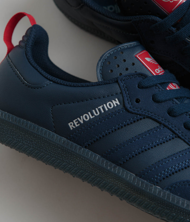 Adidas x Orchard x New England Revolution Samba ADV Shoes in Night Indigo and Night Indigo / Silver Metallic