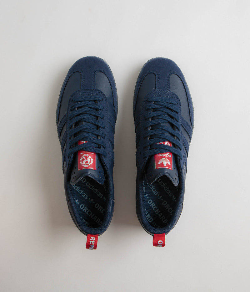 Adidas x Orchard x New England Revolution Samba ADV Shoes in Night Indigo and Night Indigo / Silver Metallic