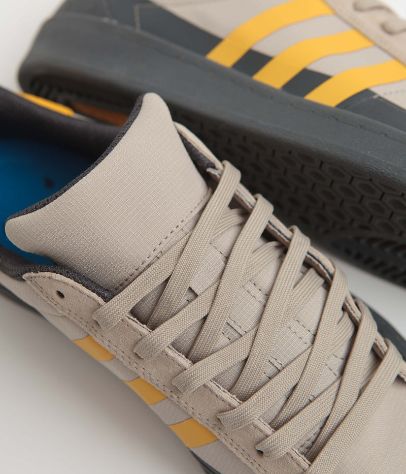 Adidas x Pop Trading Company Campus ADV Shoes in Grey Six and Active Gold / Clay Brown