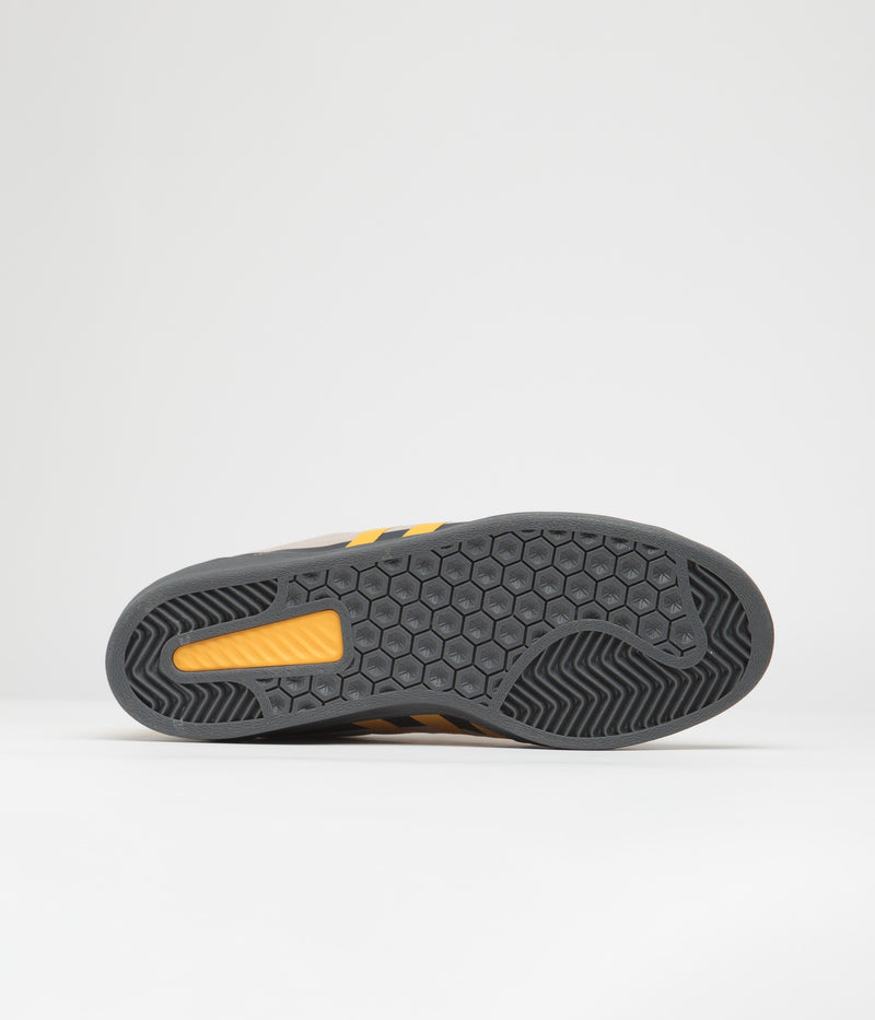 Adidas x Pop Trading Company Campus ADV Shoes in Grey Six and Active Gold / Clay Brown